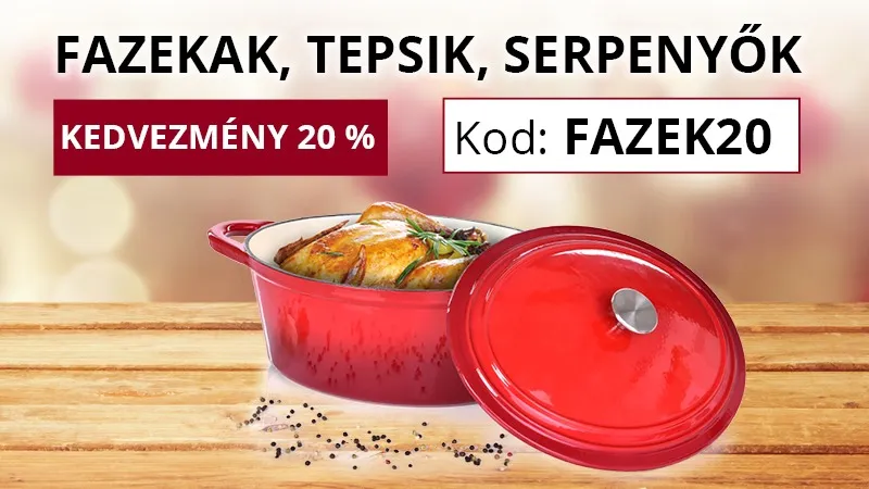 20%-os KEDVEZMÉNY a KÉSZLETÜVEGEKRE és SERPENYŐKRE